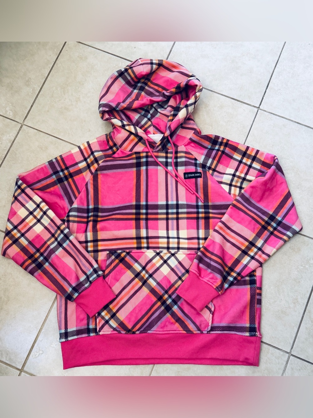 Spark Paws Plaid Velour soft Human Hoodie